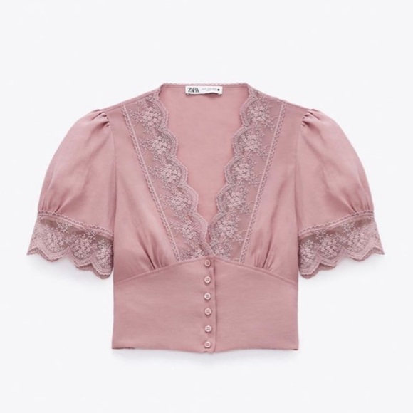 Zara | Tops | Beautiful Viral Zara Pink Lace Top | Poshmark